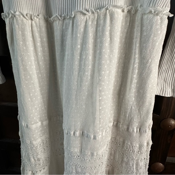 Free People Sz Small Earth Angel Maxi Dress Ivory Boho - Picture 4 of 11